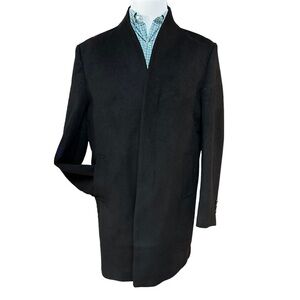 Aptro‎ Mens Black Medium Length Wool Winter Coat Size XXL